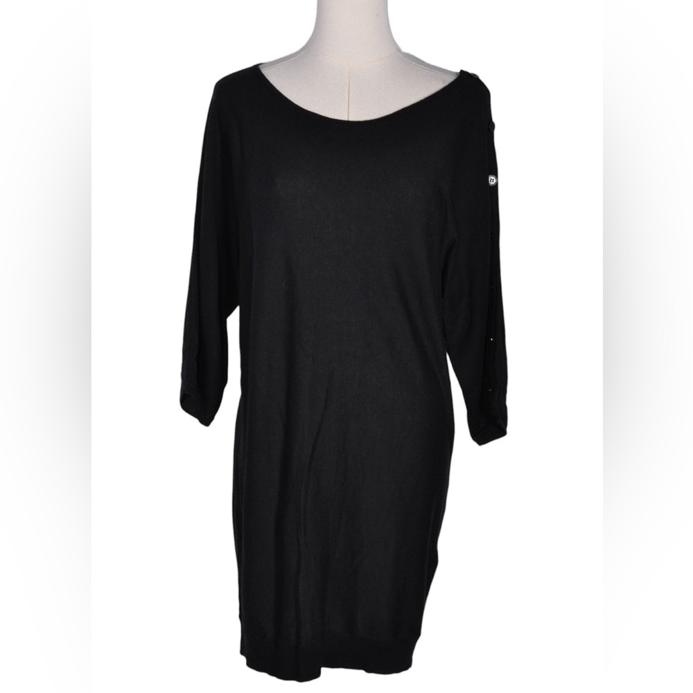 Express Black Button Sleeve Tunic Top Dress